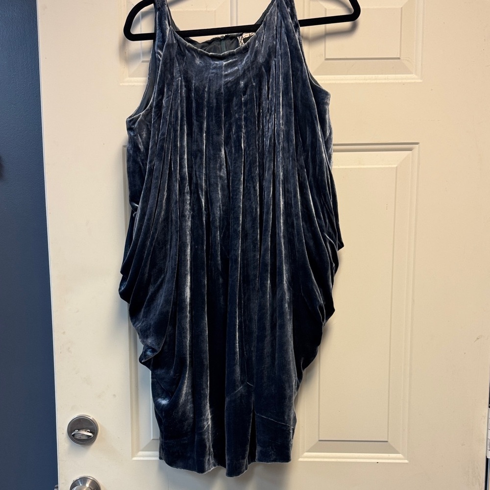 Kelly Wearstler Velvet Dress in Dark Blue Grey boutique item